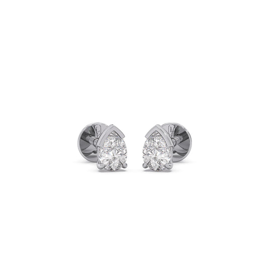 Astra Pear Solitaire Studs Earrings - White