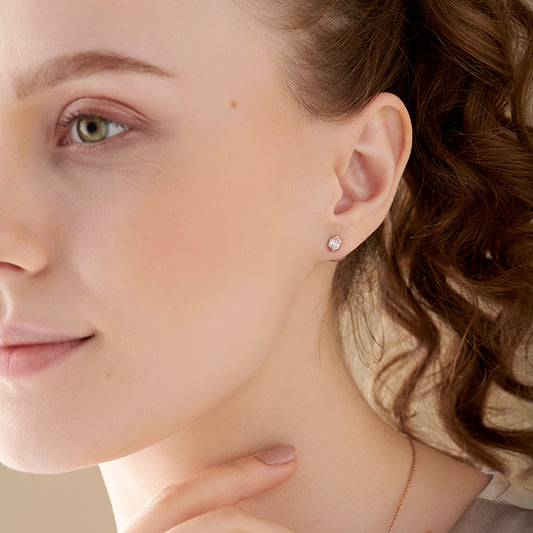 Hexa Smallitaires Half Bezel Earrings - MQ
