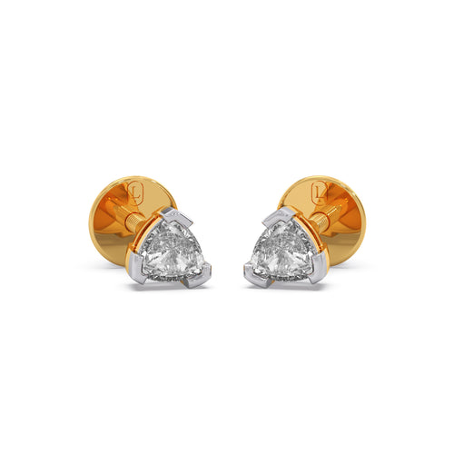 Half Bezel Set Smallitaire Trillion Cut Diamond Earring