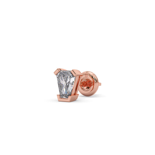 Minimalist Pin-Cut Solitaire Stud Earrings - Rose