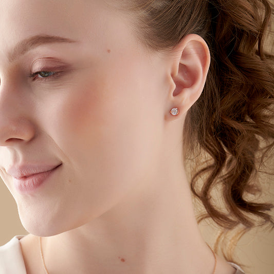 Portuguese Solitaire Half Bezel Earrings - MQ