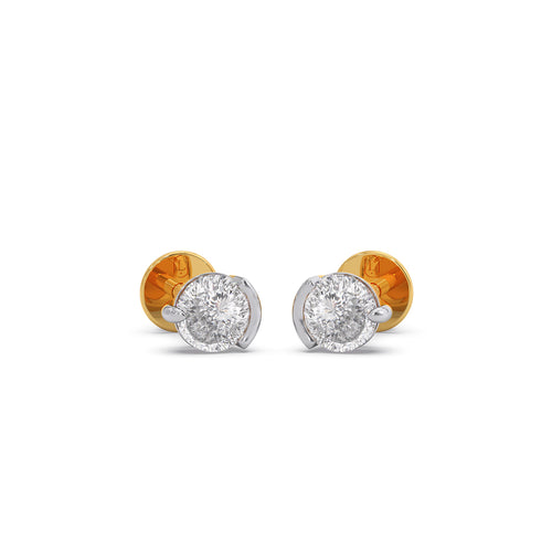 Portuguese Solitaire Half Bezel Earrings