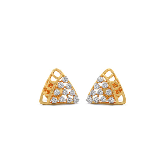Round Diamond Triangle Earrings - Yellow