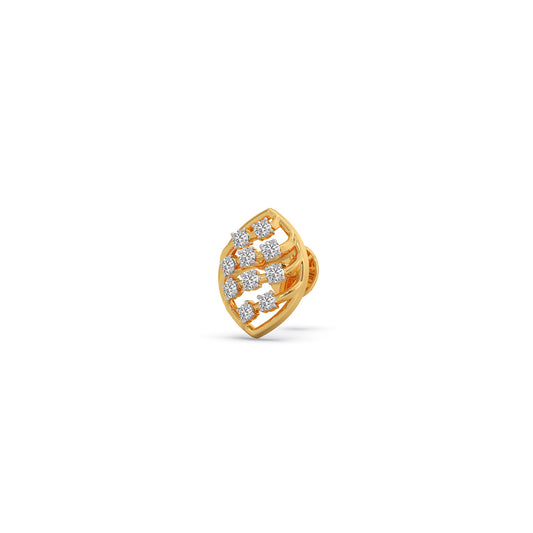 Round Diamond Leaf Stud Earrings - Yellow
