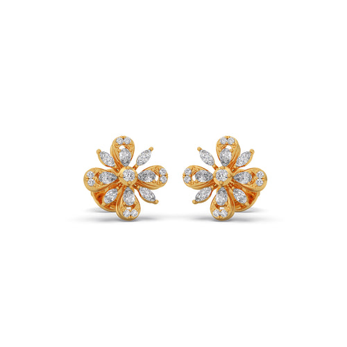 Floral Multi Shape Diamond Stud Earrings