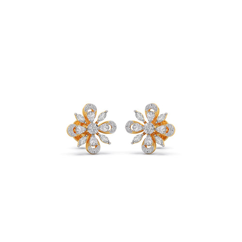 Floral Multi Shape Diamond Stud Earrings