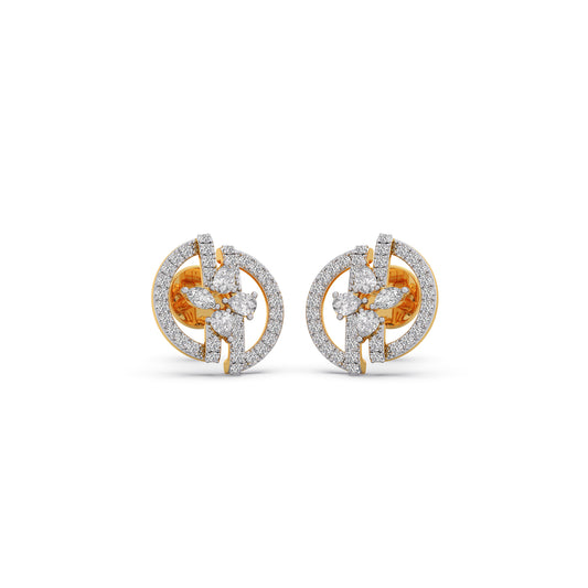 Round-Pear-Marquise Diamond Stud Earrings - Yellow
