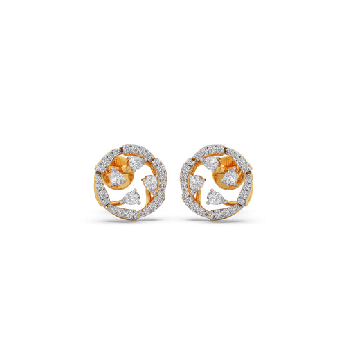 Pear & Round Sunburst Stud Earrings