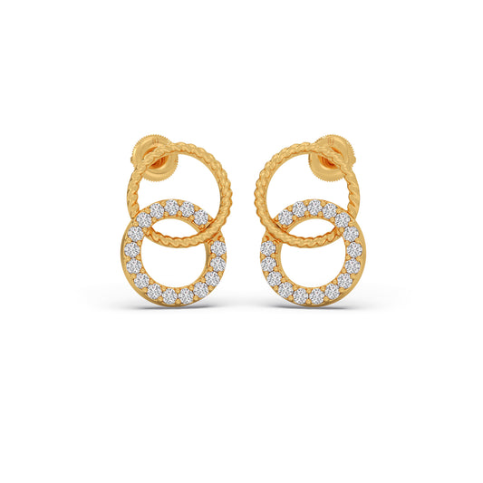 Intertwined Diamond Stud Earrings - Yellow