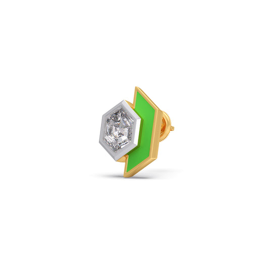 Hexora-enamel Verdant Solitaire Stud Earrings - Yellow