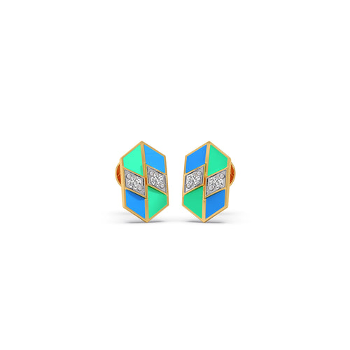 Tideflow Enamel Diamond Studs Earrings