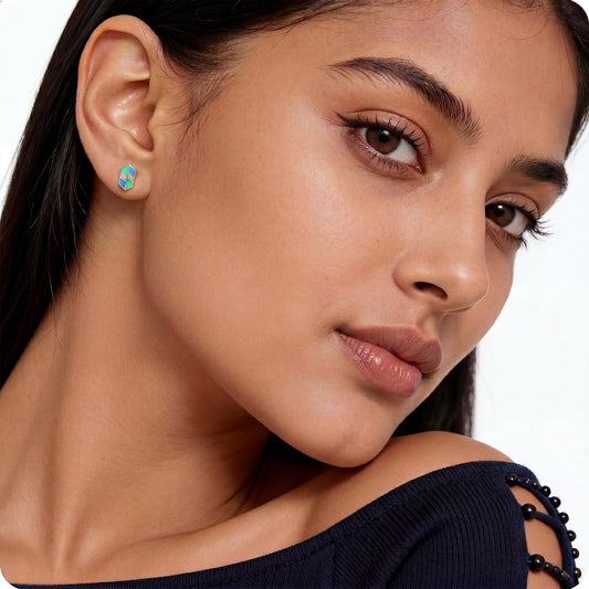 Tideflow Enamel Diamond Studs Earrings - MQ_AI