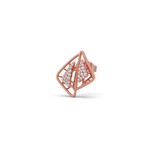 Kinetic Square Round Diamond Stud Earrings - Rose
