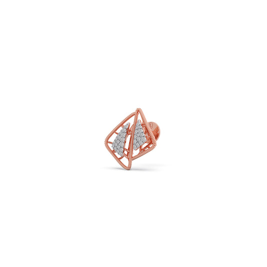 Kinetic Square Round Diamond Stud Earrings - Rose