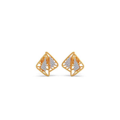 Kinetic Square Round Diamond Stud Earrings