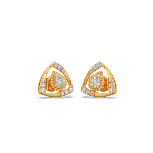 Eternal Sparkle Round Diamond Studs Earrings - Yellow