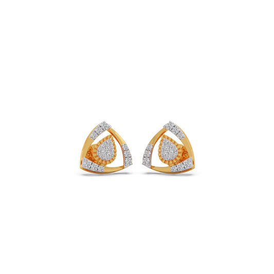 Eternal Sparkle Round Diamond Studs Earrings - Yellow