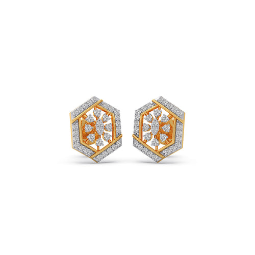 Celestial Hex Diamond Stud Earrings