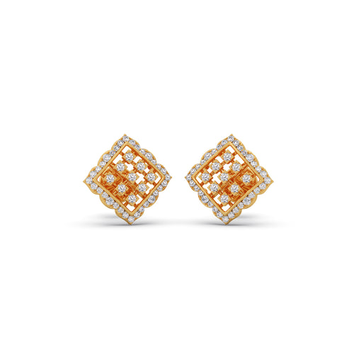 Majestic Scallop Diamond Stud Earrings
