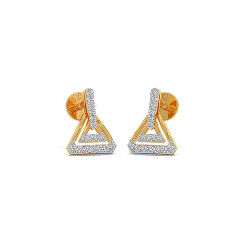 Apex Triangle Round Diamond Stud Earrings