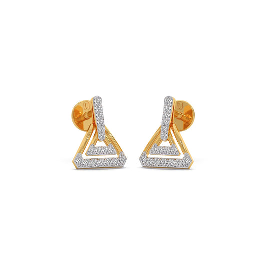 Apex Triangle Round Diamond Stud Earrings - Yellow