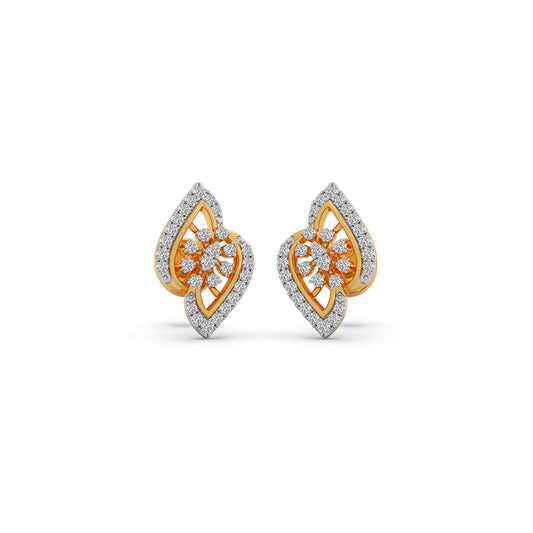 Floral Mirage Diamond Stud Earrings - Yellow