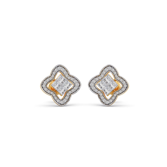 Venetian Clover Diamond Stud Earrings - Yellow