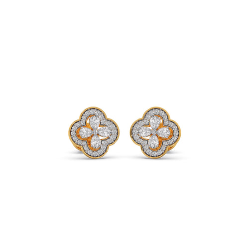 Clover Link Diamond Stud Earrings
