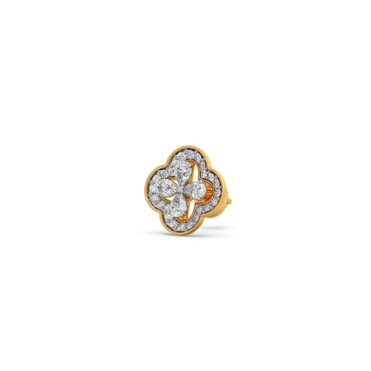 Clover Link Diamond Stud Earrings - Yellow
