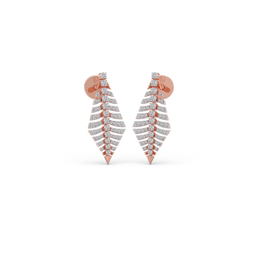 Gilded Fern Diamond Stud Earrings - Rose