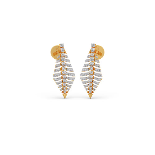 Gilded Fern Diamond Stud Earrings