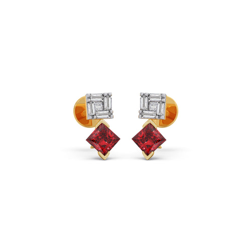 Rose Square Gemstone Stud Earrings
