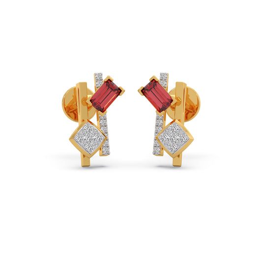 Blush Gemstone Linear Stud Earrings - Yellow