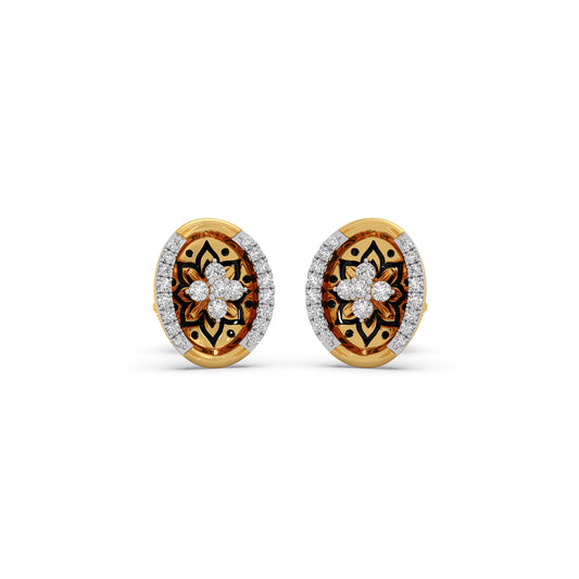 Regency Bloom Diamond Stud Earrings - Yellow