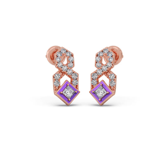 Cotton Candy HexDiamond Earrings - Rose