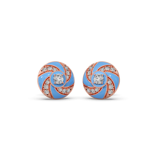 Cotton Candy Swirl Diamond Earrings - Rose