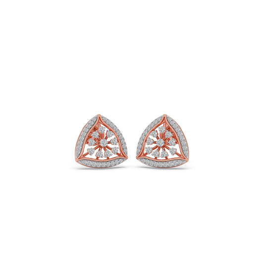 Tri Aura Bloom Diamond Stud Earrings - Rose