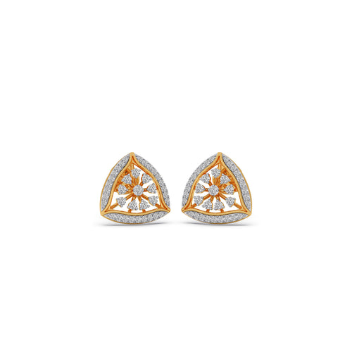 Tri Aura Bloom Diamond Stud Earrings