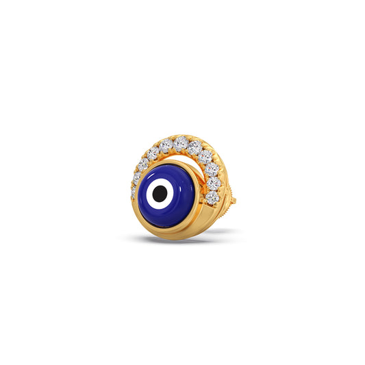 Evil Eye Half-Halo Diamond Earrings - Yellow