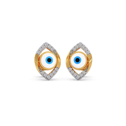 Round Diamond Beautiful Evil Eye Earrings
