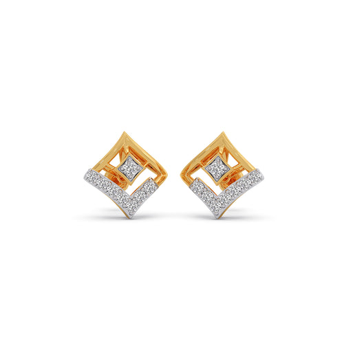 Rhombus Sparkle Diamond Stud Earrings