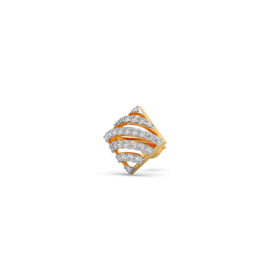 Lattice Rhombus Diamond Stud Earrings - Yellow