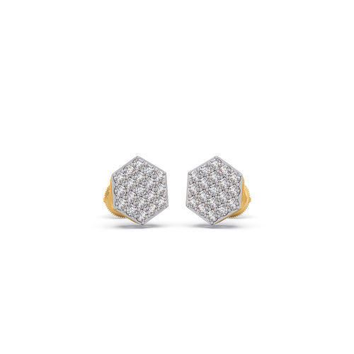 Golden Hive Diamond Stud Earrings