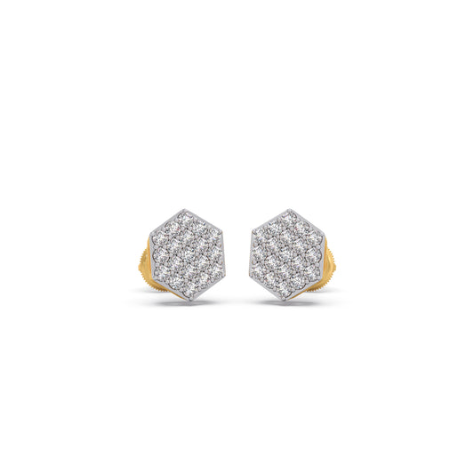 Golden Hive Diamond Stud Earrings - Yellow
