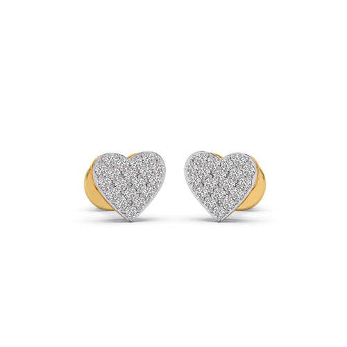 Mosaic Heart Diamond Stud Earrings