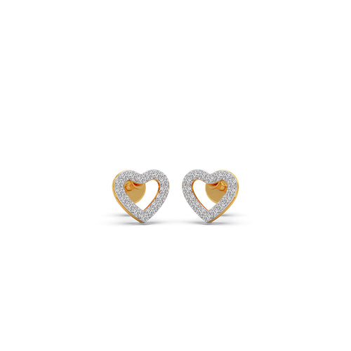 Hollow Heart Diamond Earrings