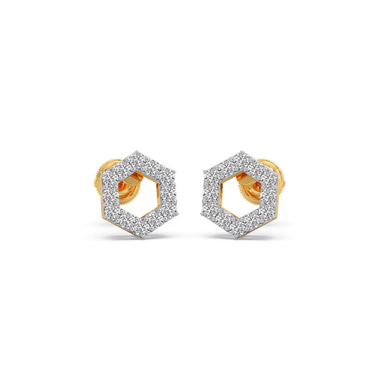 The HexFrame Diamond Earrings - Yellow