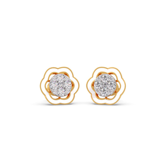 Bloom Cluster Diamond Stud Earrings - Yellow