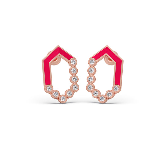 Hexa Pop Diamond stud Earrings - Rose