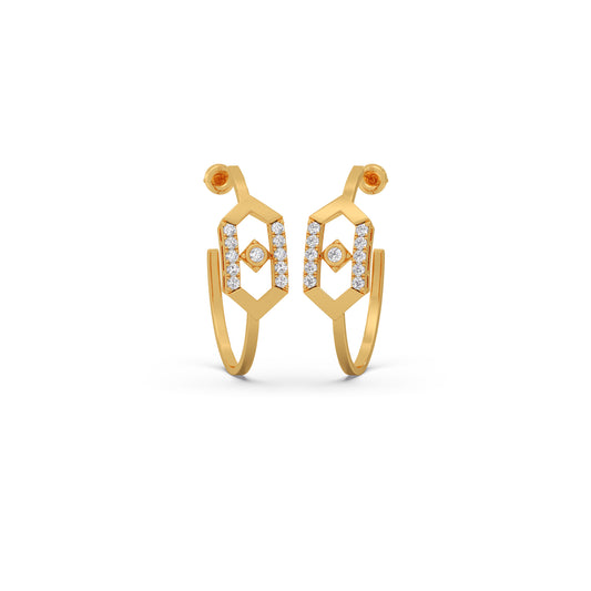 Hexora-Moving Diamond Nexus Hoop Earrings - Yellow
